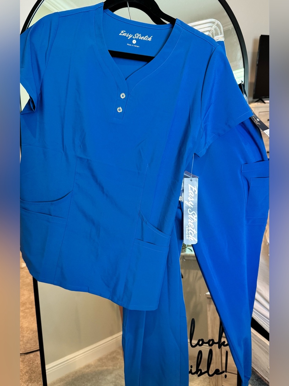 Easy Stretch Women's Royal Blue Scrub Top and Pants Set